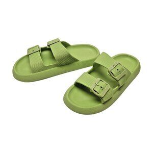 LIME GREEN Womans Beach Shower Shoes Slipper SOFT Slide Mule Slip On Bath size M